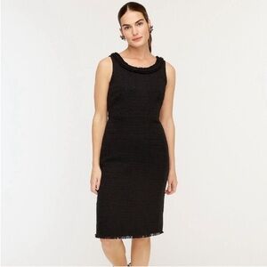 NWT J Crew Sheath Dress in Textured Fringe Tweed Black Knee Length 4